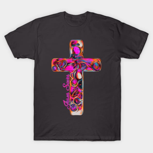 Pink Artistic Cross T-Shirt by AlondraHanley